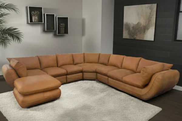 Regale Genuine Leather Corner Lounge 7-Seater with Ottoman (Exotic Tan)